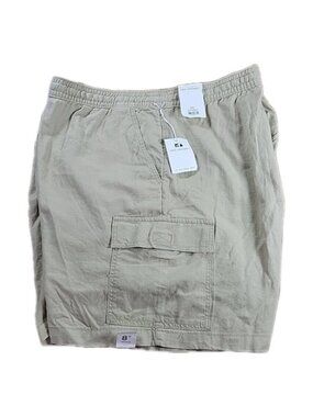Free Assembly Cargo Shorts 3X Mens‎ Linen Blend Beige 8" Inseam NEW